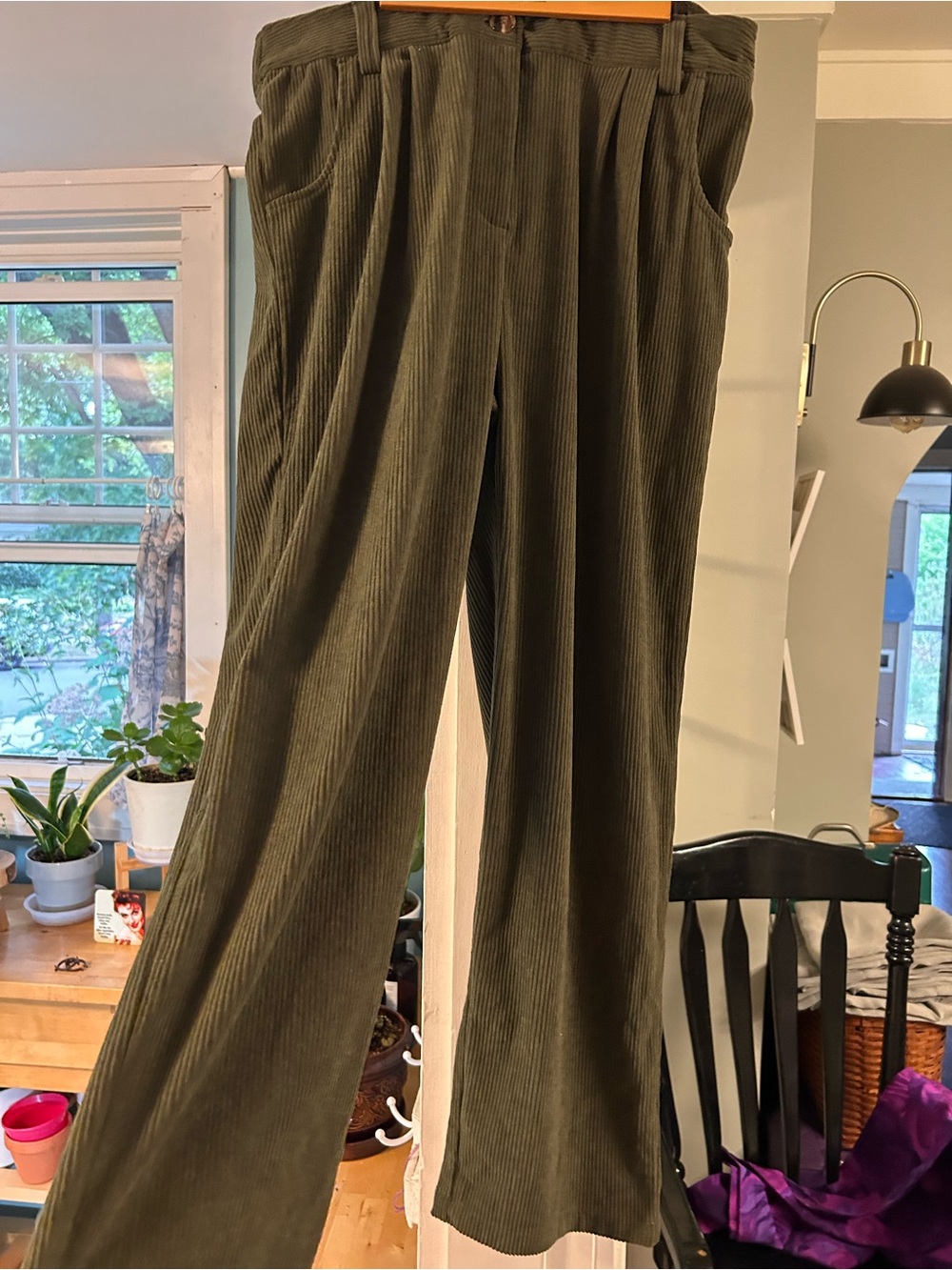 Wide-Leg NWT Corduroy Pants in Olive Green